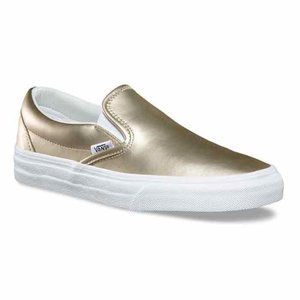 Gold Metallic Slip-on Vans